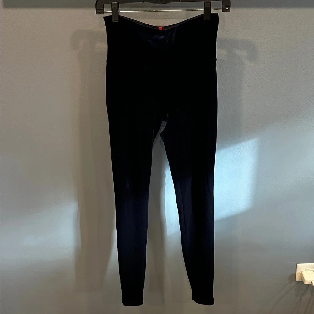 SPANX Blue High Waisted Velvet Ankle Leggings EUC size Medium